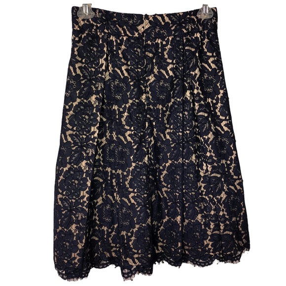 Boston Proper Eliza J Navy Floral Midi Skirt 3 Layers including Spandex liner 8 - Picture 2 of 7